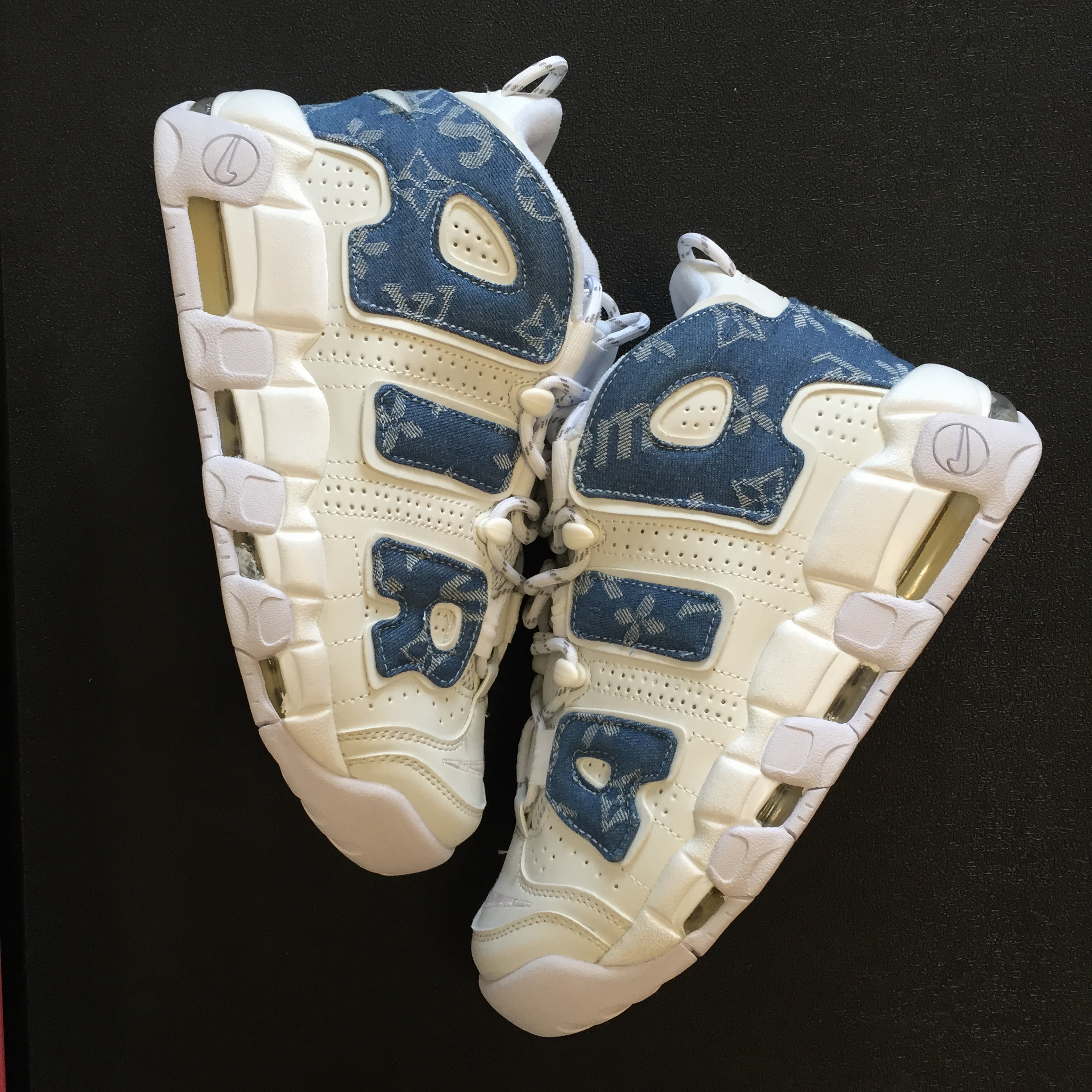 Supreme x Nike Air More Uptempo White Blue Shoes